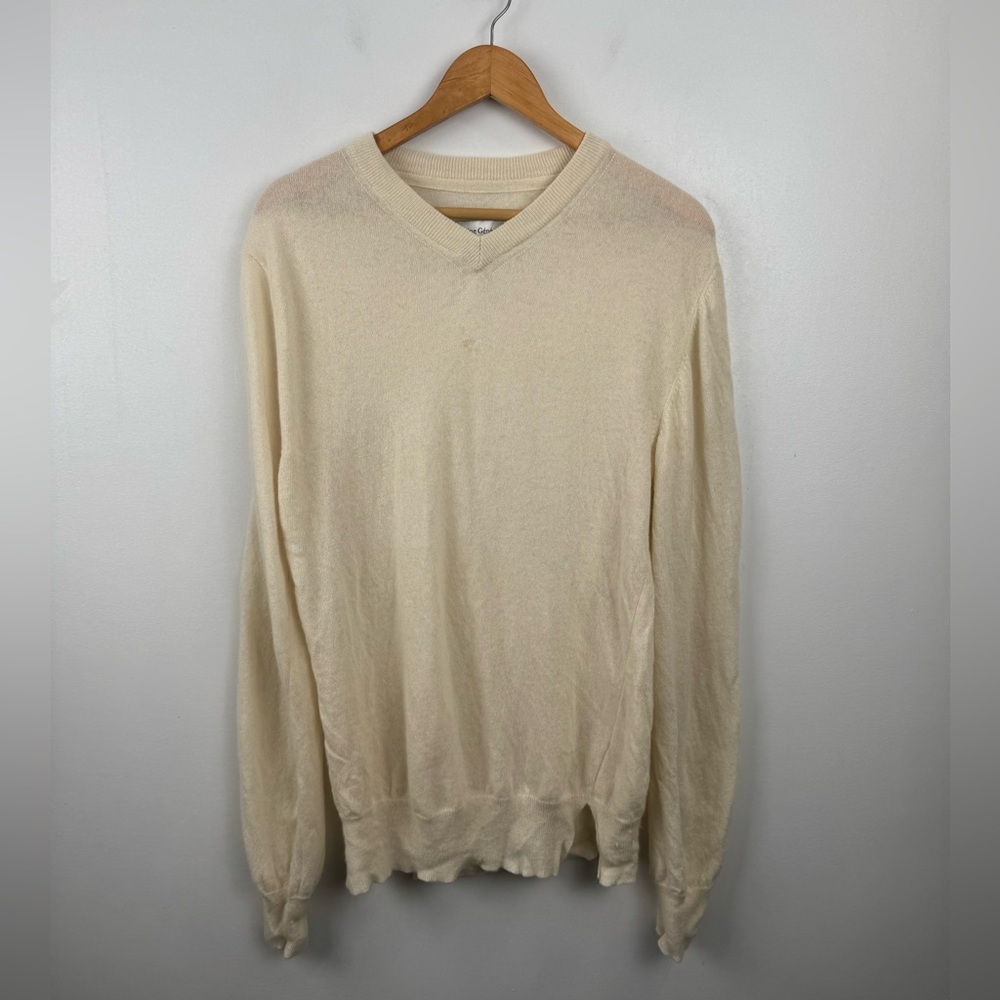 Officine‎ Generale Men Cashmere V Neck Cream Sweater